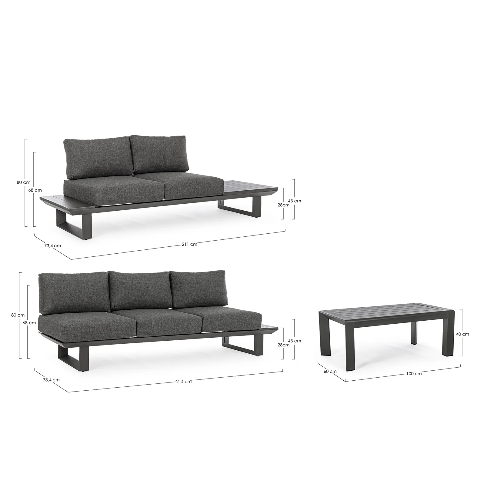 Bizzotto Salotto Angolare Konnor - Antracite