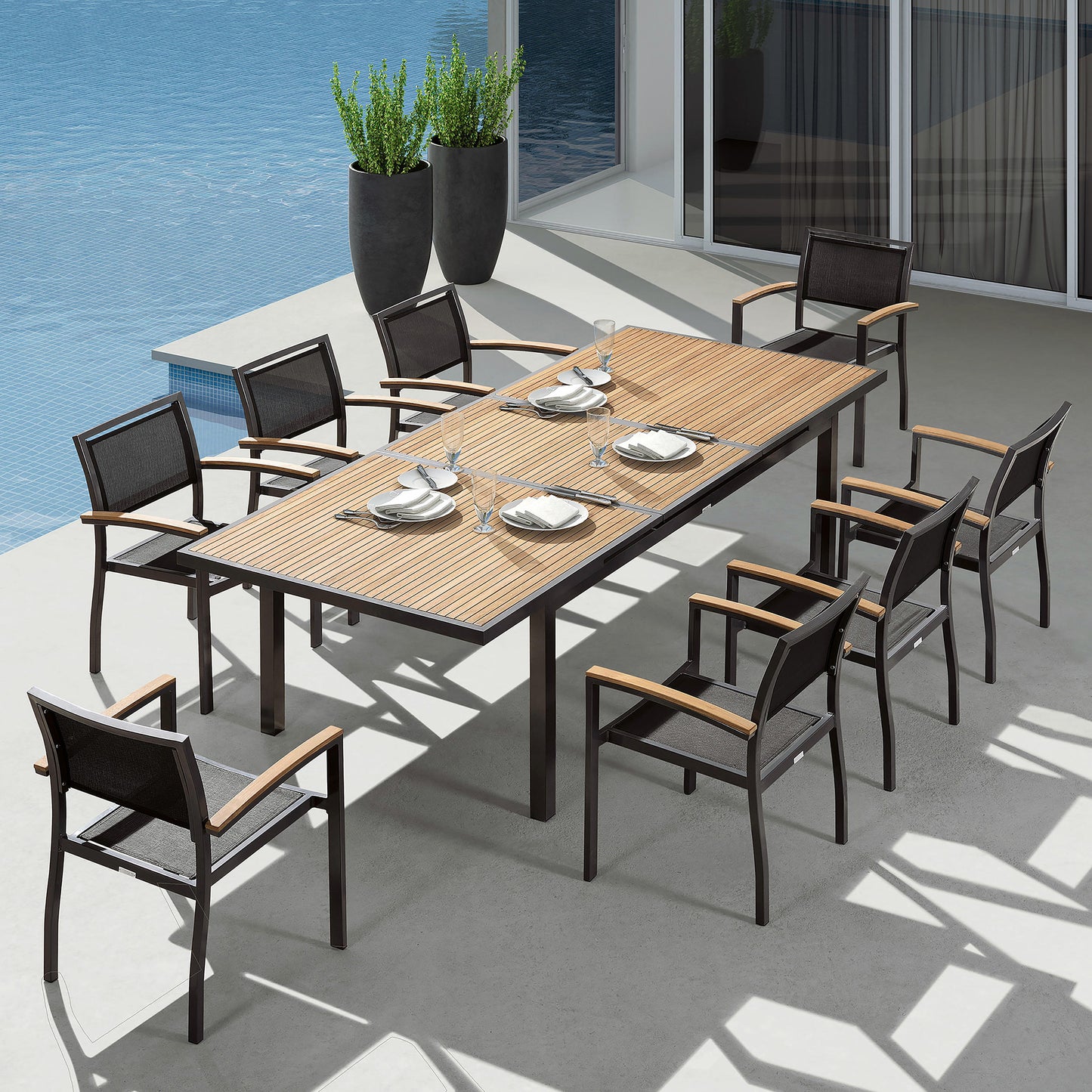 Set Completo Tavolo Allungabile Higold Collection Heck 180/240x100 + 8 Sedie