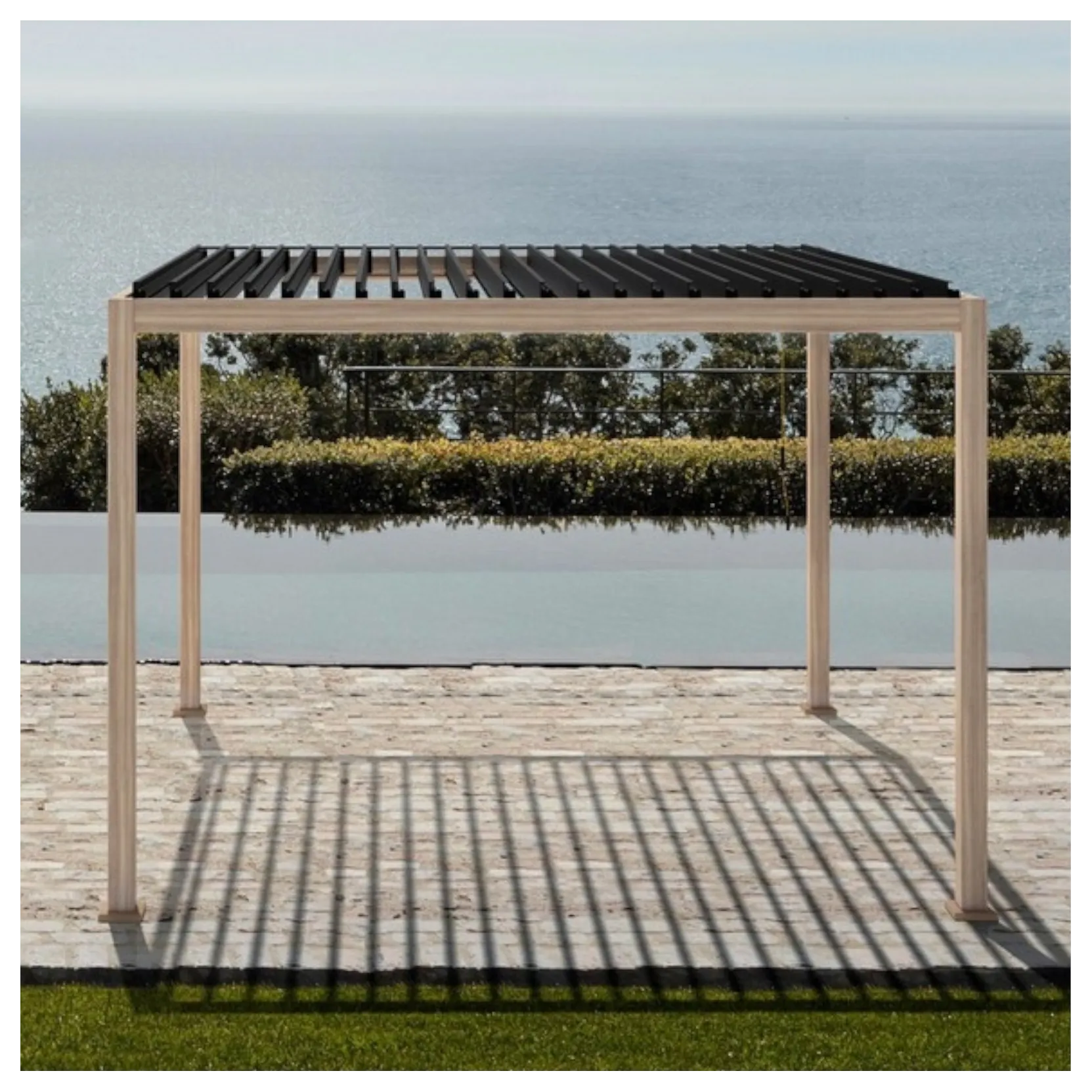 Pergola Bizzotto Ocean effetto Legno Antracite 3x4